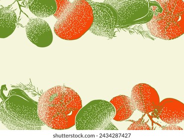 Vegetables illustration sketch style with spray texture vector