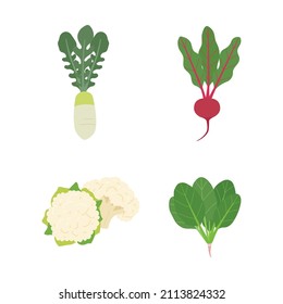 Vegetables illustrations set on transparent background
