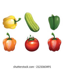 Vegetables illustrations set on transparent background