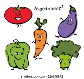 Vegetables isolated on white background