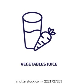 vegetables juice icon from gym and fitness collection. Thin linear vegetables juice, food, drink outline icon isolated on white background. Line vector vegetables juice sign, symbol for web and mobile