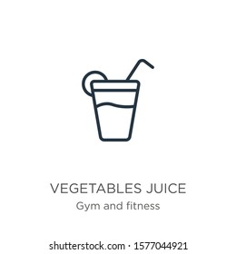 Vegetables juice icon. Thin linear vegetables juice outline icon isolated on white background from gym and fitness collection. Line vector sign, symbol for web and mobile