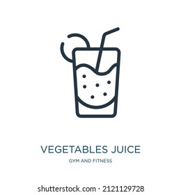 vegetables juice thin line icon. juice, fresh linear icons from gym and fitness concept isolated outline sign. Vector illustration symbol element for web design and apps.