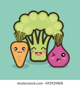 vegetables kawaii cartoon