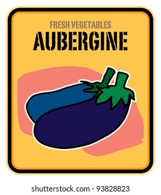 Vegetables label, Aubergine, vector illustration