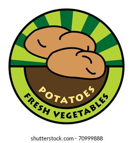 Vegetables label, potatoes, vector illustration