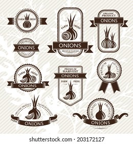 Vegetables labels collection. Onion