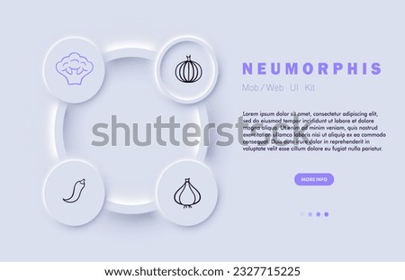 Vegetables line icon. Ginger, sweet pepper, tomato, pumpkin, proper nutrition. Neomorphism steyle. Vector line icon
