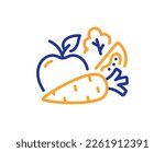 Vegetables line icon. Lettuce, carrot with tomato sign. Low calories food symbol. Colorful thin line outline concept. Linear style vegetables icon. Editable stroke. Vector