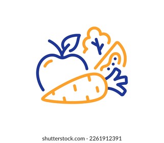 Vegetables line icon. Lettuce, carrot with tomato sign. Low calories food symbol. Colorful thin line outline concept. Linear style vegetables icon. Editable stroke. Vector