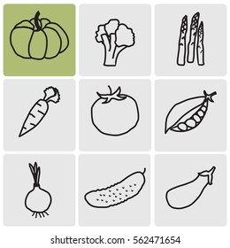 Vegetables line icons