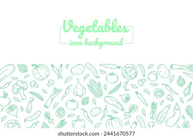 Vegetables line icons. Illustration for backgrounds, card, posters, banners. Horizontal background.