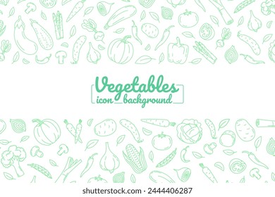 Vegetables line icons. Illustration for backgrounds, card, posters, banners. Horizontal background.