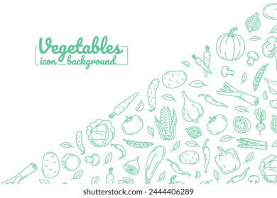 Iconos de línea de verduras. Ilustración para fondos, tarjetas, carteles, Anuncios. Fondo Horizontal.