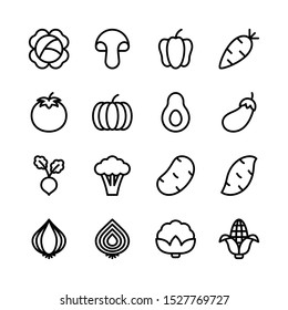 Vegetables line icons set, outline style. Vector Illustration