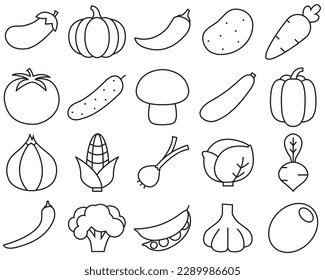 Vegetables line icons. Vegetable logo, vector