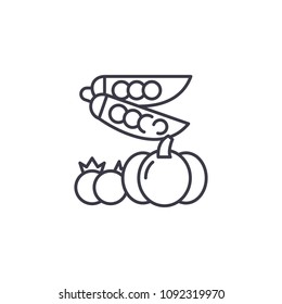 Vegetables linear icon concept. Vegetables line vector sign, symbol, illustration.