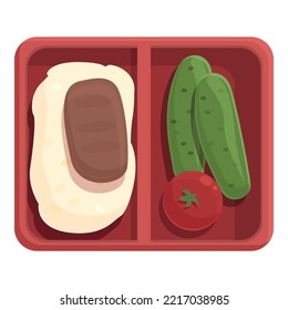 Vegetables lunch icon cartoon vector. Meal snack. Kid bag