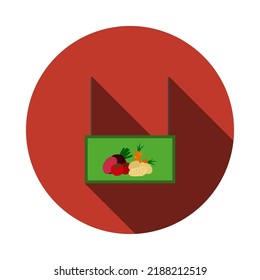 Vegetables Market Department Icon. Flat Circle Stencil Design With Long Shadow. Vector Illustration.