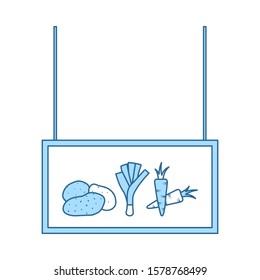 Vegetables Market Department Icon. Thin Line With Blue Fill Design. Vector Illustration.