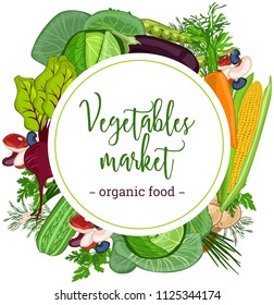 Vegetables market, organic food, logo concept