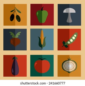 vegetables mini Flat  icons