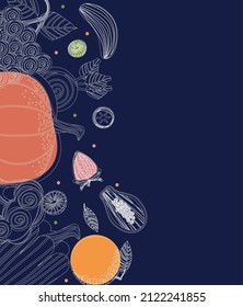 vegetables on blue background design