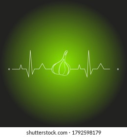 vegetables on cardiogram heart shape for health care. vector illustration. garlic
