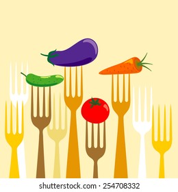 Vegetables on forks