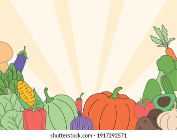 vegetables on striped background design, food organic and healthy theme Vector illustration