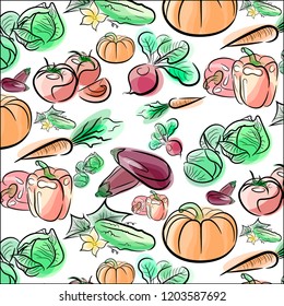 vegetables on white background