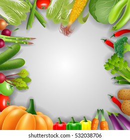 Vegetables on a wooden background. vector illustration