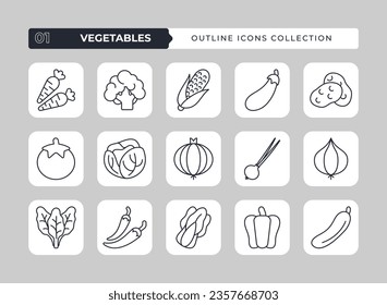 Vegetables Outline Icon set collection