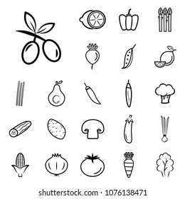 Vegetables outline icons collection. Vector illustration.