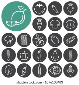 Vegetables Outline Icons Collection Vector Illustration Stock Vector ...