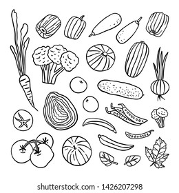 Vegetables Outline Vector Set Isolated On Stock Vector (Royalty Free ...