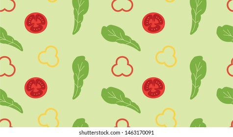 vegetables paprika, tomattoes and mustard pattern seamless wallpaper vector illustration design