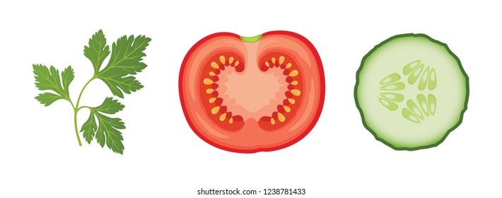 Vegetables. Parsley. Tomato. Cucumber.