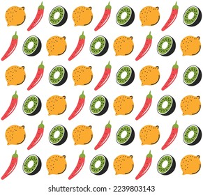 fondo de patrón de verduras. Fondo del patrón de alimentos. Patrón vegetal abstracto dibujado a mano. Fondo orgánico del patrón de doodle.