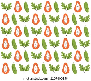 vegetables pattern background. Food pattern background. Hand drawn abstract vegetable pattern. Organic doodle pattern background.