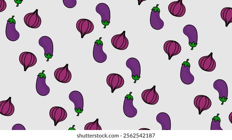 Vegetables pattern background. Vegetables illustration pattern. Vegetables background. Perfect for fabrics, print, textile, wallpaper, and decor. SSTKbackgrounds 