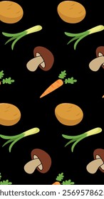 Vegetables pattern background. Vegetables illustration pattern. Vegetables background. Perfect for fabrics, print, textile, wallpaper, and decor. SSTKbackgrounds