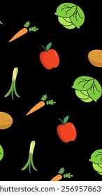 Vegetables pattern background. Vegetables illustration pattern. Vegetables background. Perfect for fabrics, print, textile, wallpaper, and decor. SSTKbackgrounds
