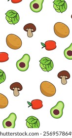 Vegetables pattern background. Vegetables illustration pattern. Vegetables background. Perfect for fabrics, print, textile, wallpaper, and decor. SSTKbackgrounds