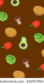 Vegetables pattern background. Vegetables illustration pattern. Vegetables background. Perfect for fabrics, print, textile, wallpaper, and decor. SSTKbackgrounds