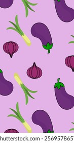 Vegetables pattern background. Vegetables illustration pattern. Vegetables background. Perfect for fabrics, print, textile, wallpaper, and decor. SSTKbackgrounds