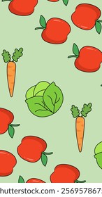 Vegetables pattern background. Vegetables illustration pattern. Vegetables background. Perfect for fabrics, print, textile, wallpaper, and decor. SSTKbackgrounds