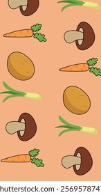 Vegetables pattern background. Vegetables illustration pattern. Vegetables background. Perfect for fabrics, print, textile, wallpaper, and decor. SSTKbackgrounds