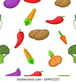Vegetables pattern. Cartoon illustration of vegetables vector pattern for web