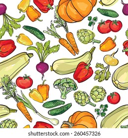 Patrón de verduras. El ingrediente alimentario es un fondo sin fisuras.